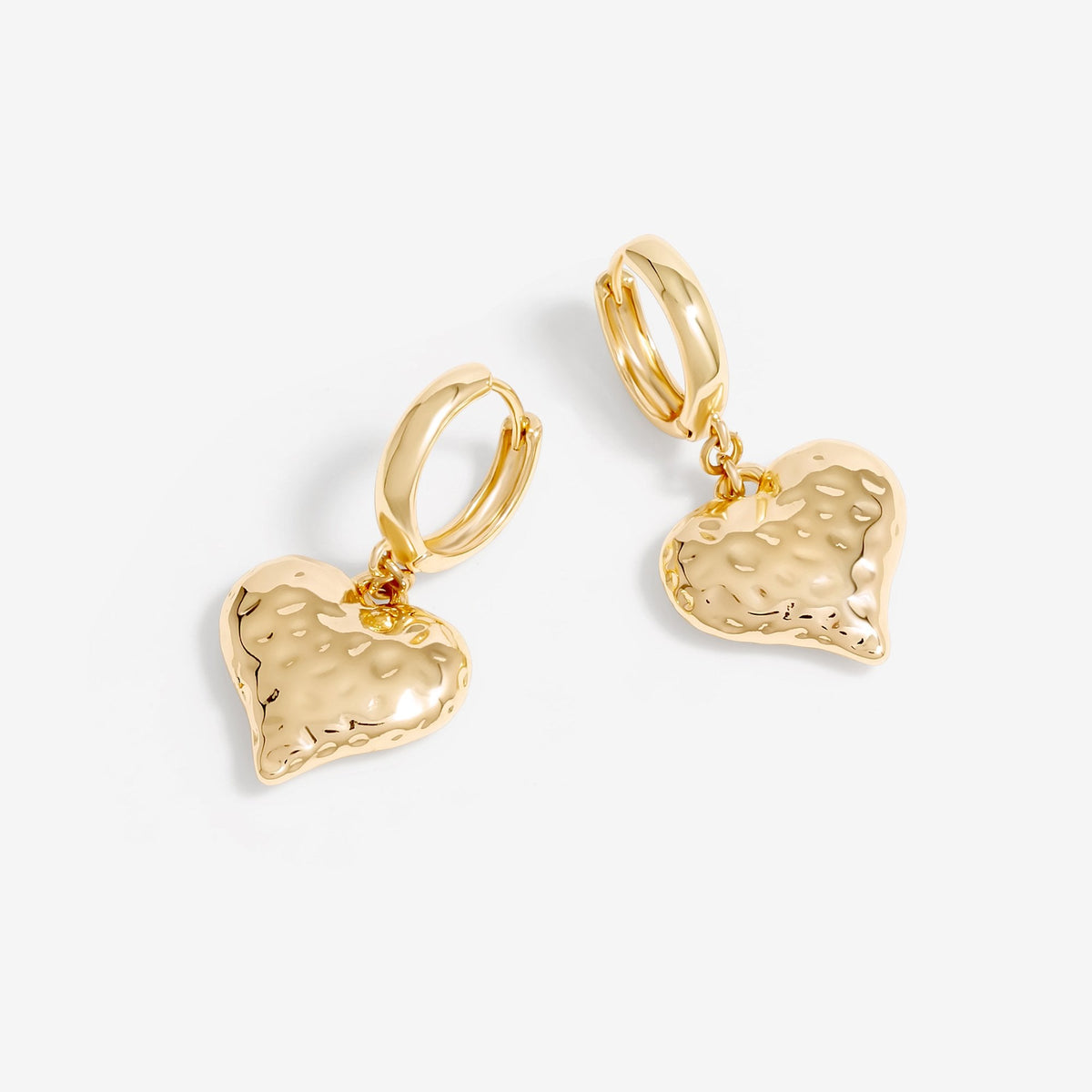 Mood Gold Polished Textured Heart Huggie Hoop Earrings