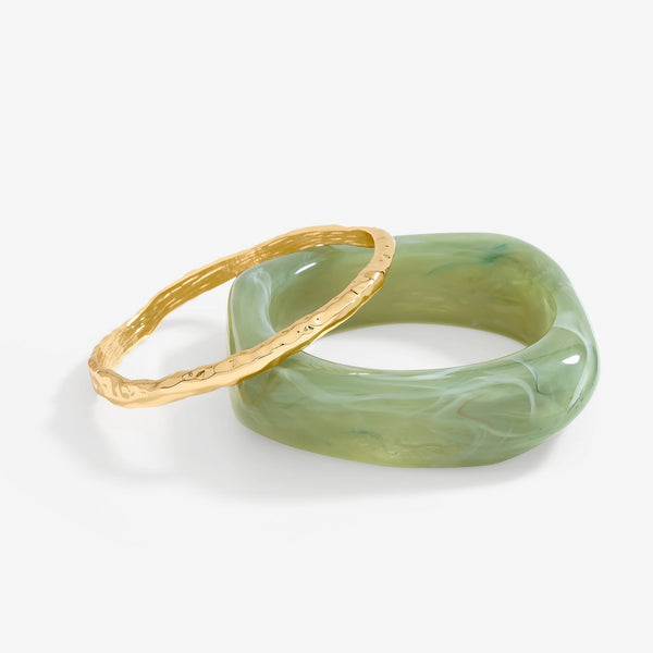 Mood Mint And Polished Resin Statement Stacker Bracelets - Pack Of 2