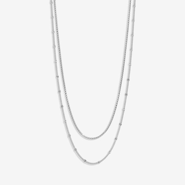 Simply Silver Sterling Silver 925 Station Diamond Cut Double Row Necklace