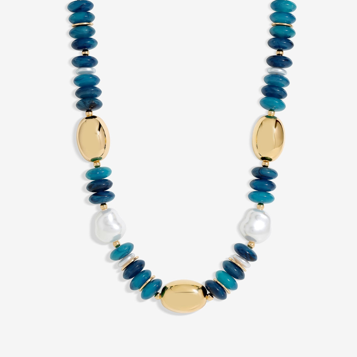 Mood Gold Blue Bead Statement Necklace