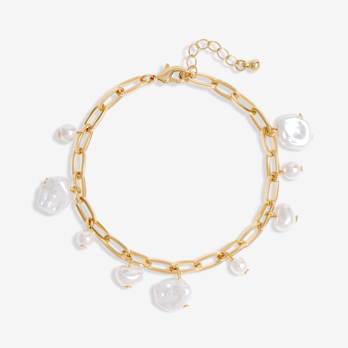 Mood Gold Flat Coin Pearl Chain Link Bracelet