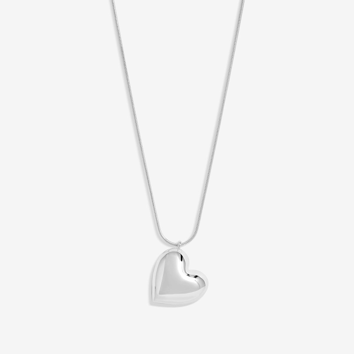 Mood Silver Puffed Heart Snake Adjustable Necklace
