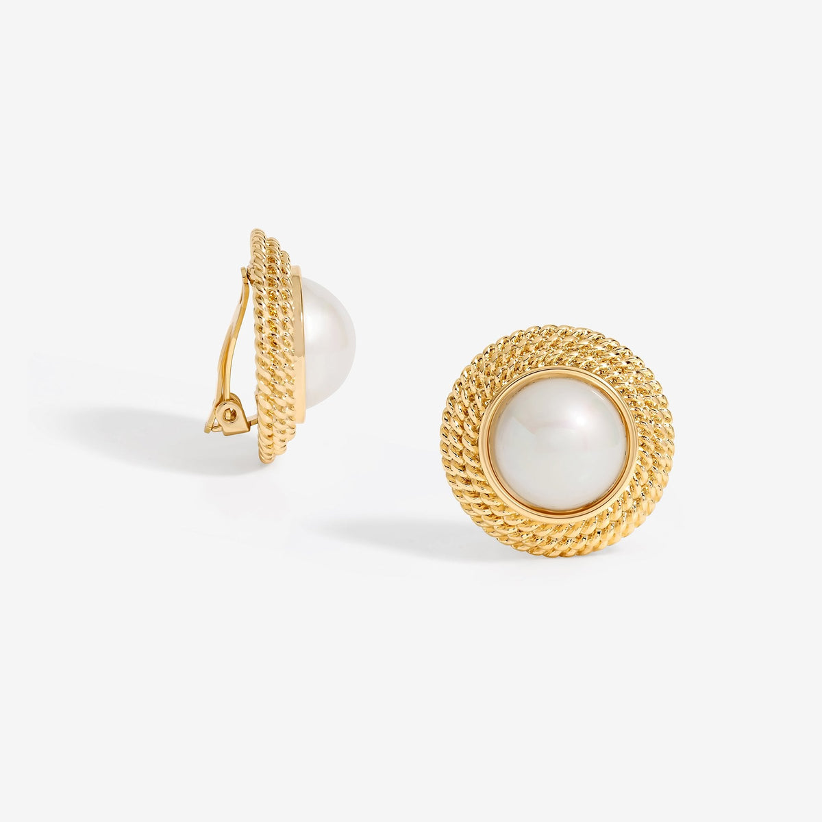 Jon Richard Gold Plated Statement Pearl Dome Clip Earrings