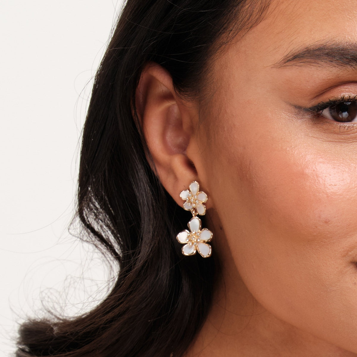 Jon Richard Gold Plated Mother Of Pearl Floral Earrings