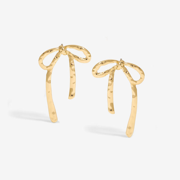 Mood Gold Hammered Polished Bow Earrings