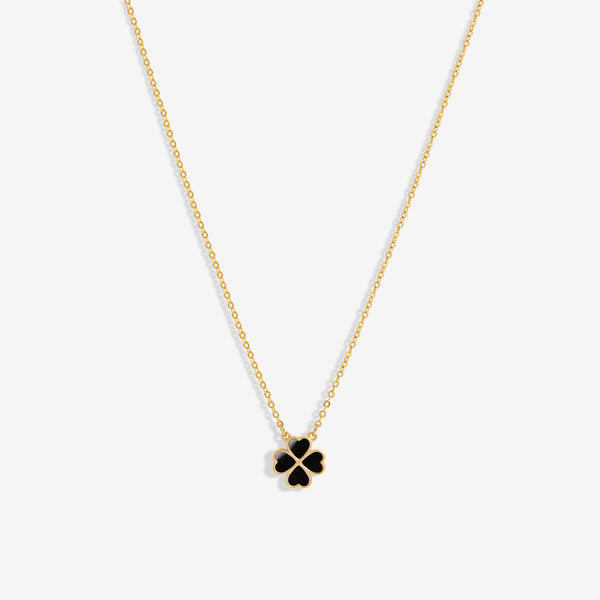 Jon Richard Gold Plated And Jet Heart Clover Pendant