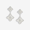 Jon Richard Silver Plated And Mother Of Pearl Clover Double Drop Earrings