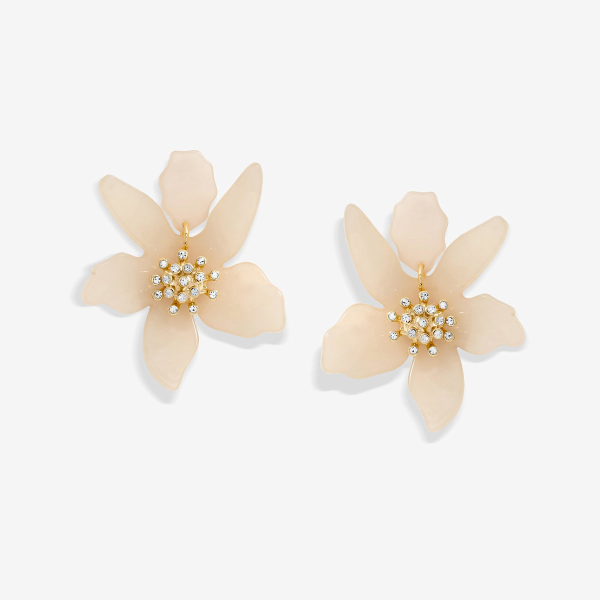 Mood Cream Resin Flower Statement Drop Earrings