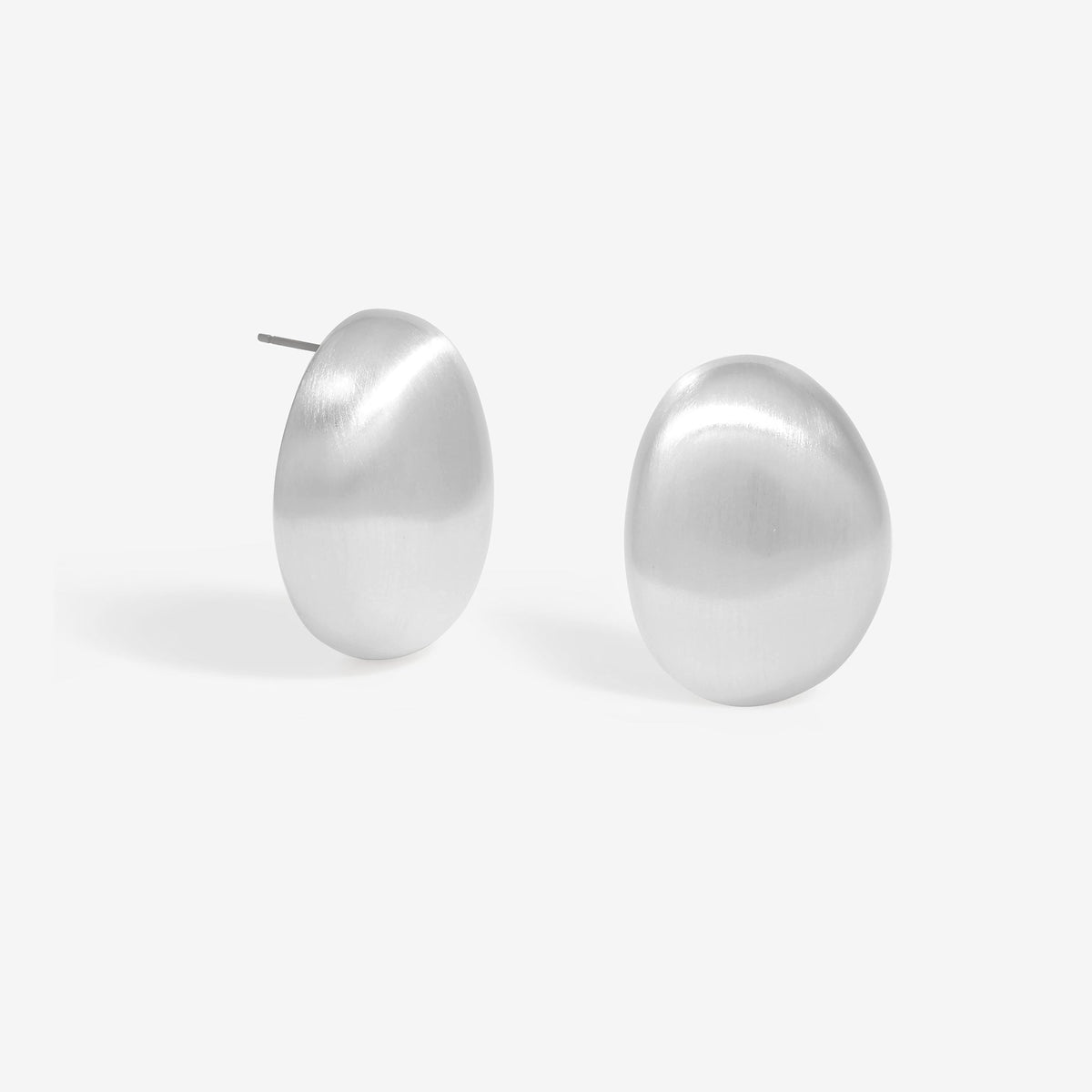 Mood Silver Brushed Dome Stud Earrings