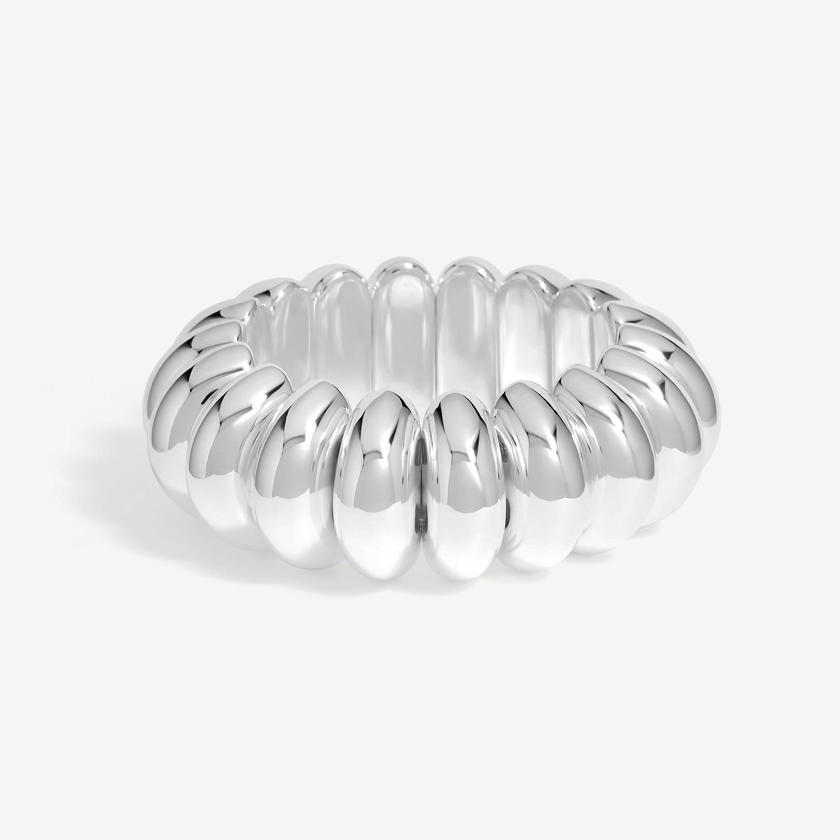 Mood Silver Polished Dome Stretch Bracelet
