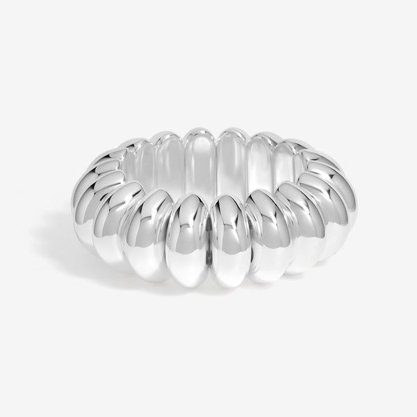 Mood Silver Polished Dome Stretch Bracelet