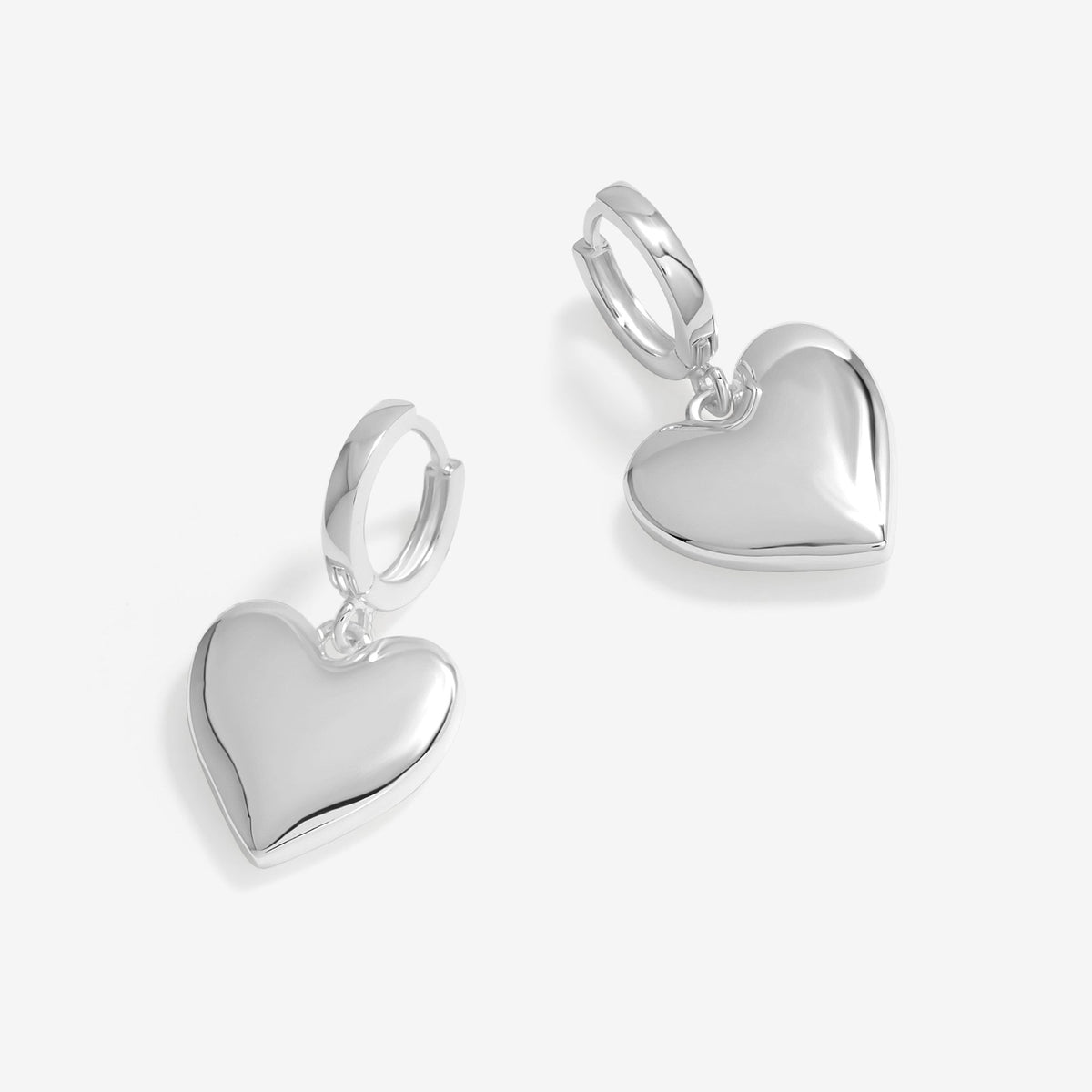 Mood Silver Polished Heart Drop Earrings