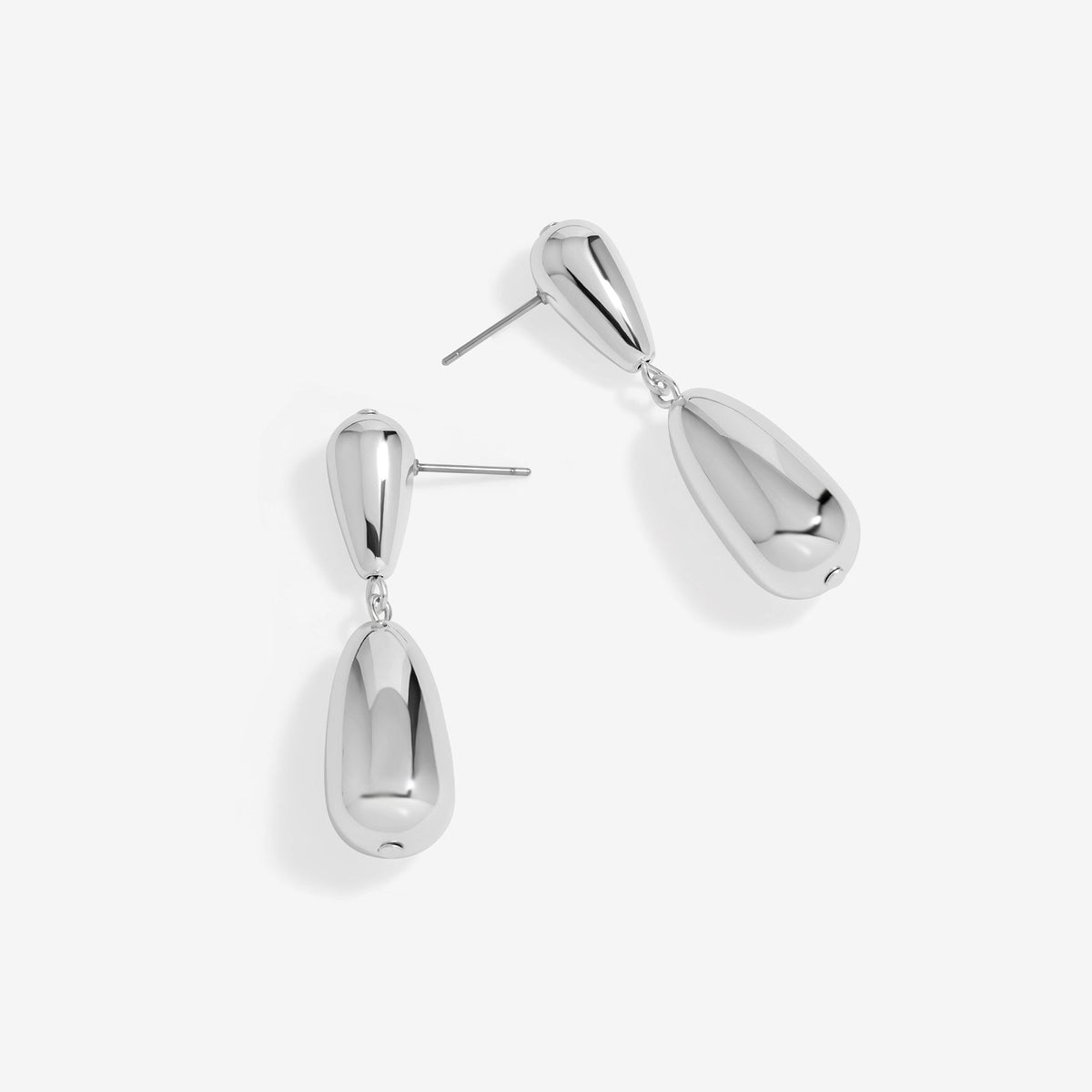 Mood Silver Polished Dome Drop Earrings