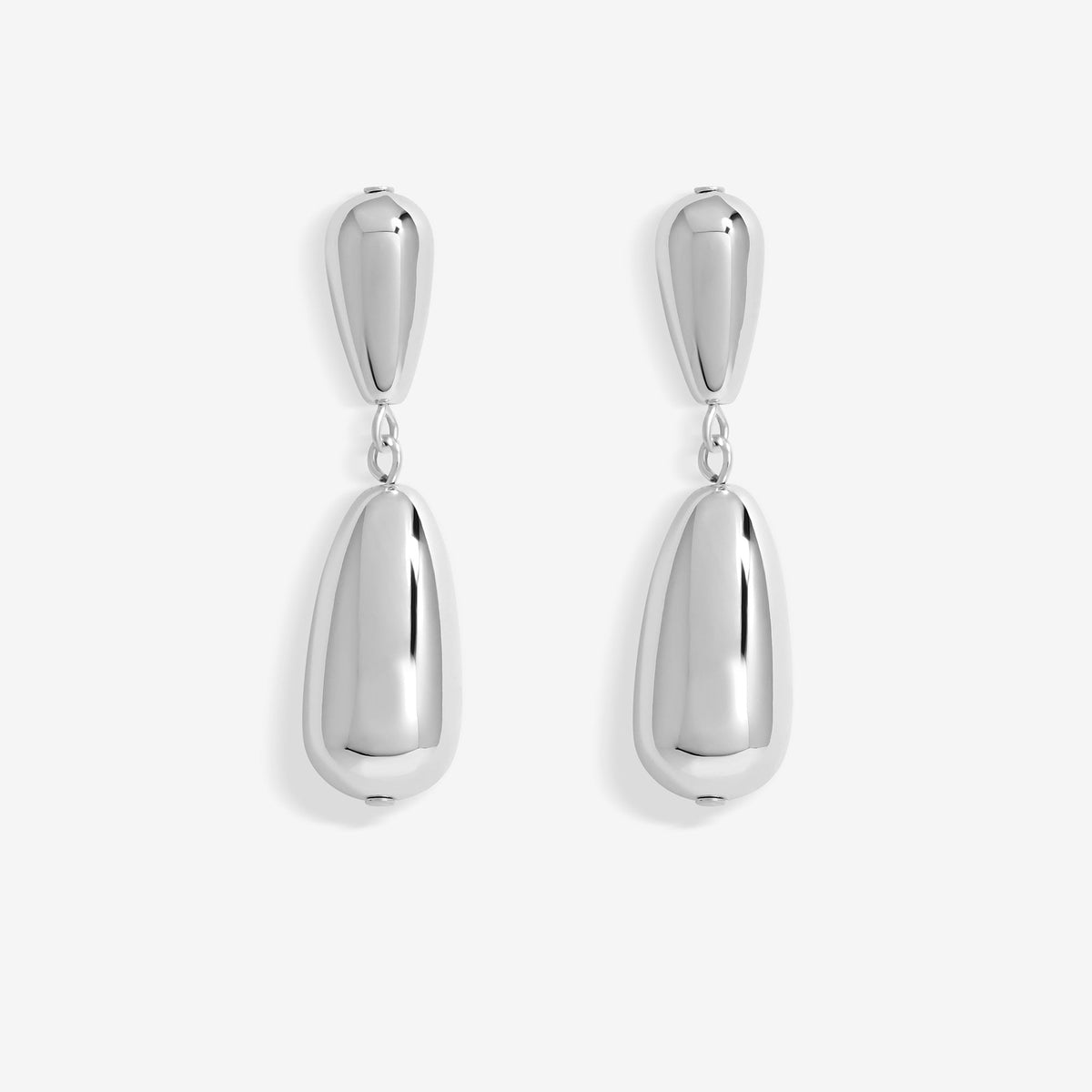 Mood Silver Polished Dome Drop Earrings