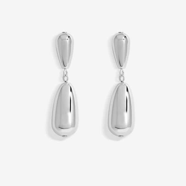 Mood Silver Polished Dome Drop Earrings