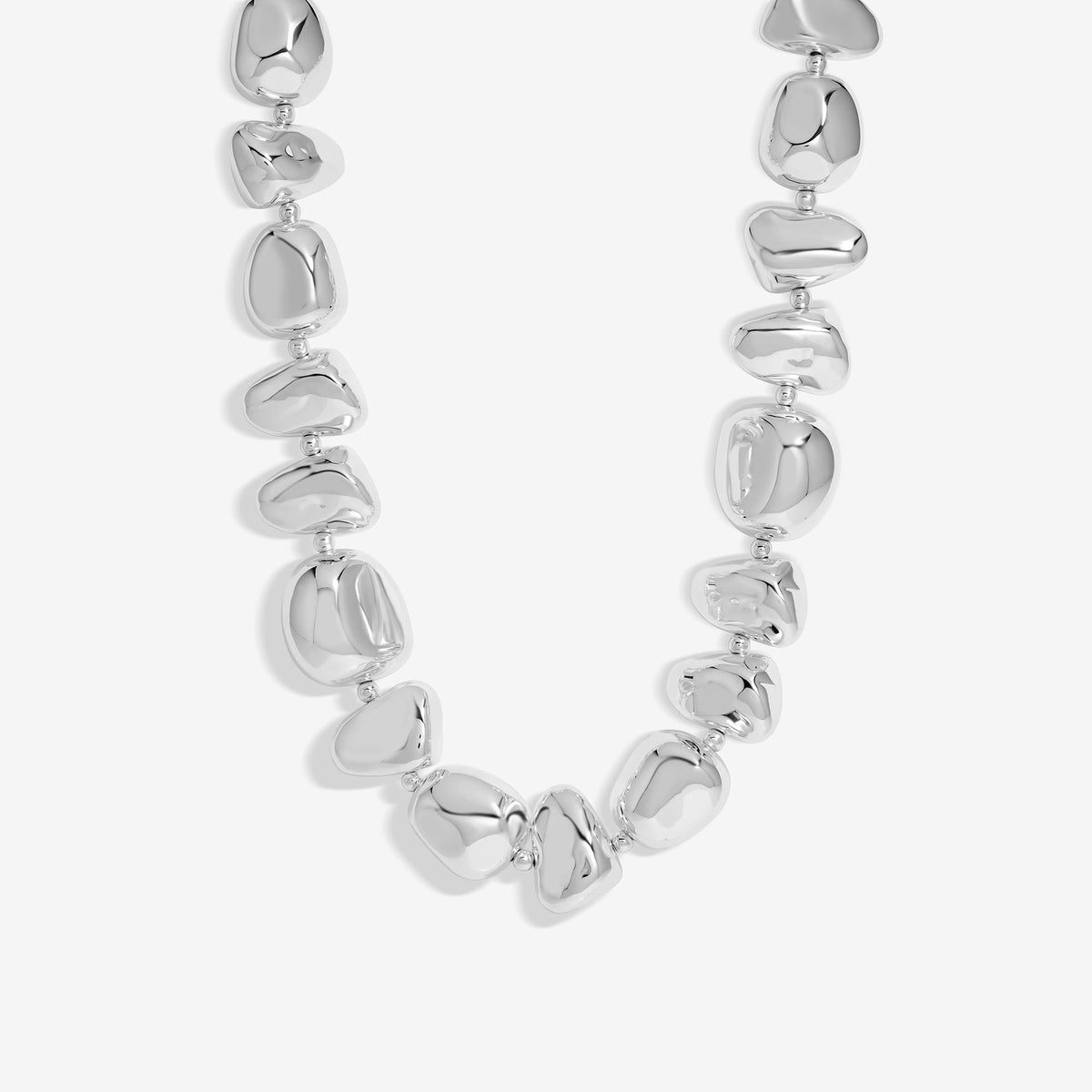 Mood Silver Polished Organic Pebble Necklace