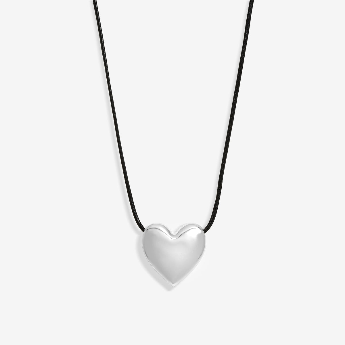 Mood Silver Polished Heart Slider Adjustable Cord Necklace