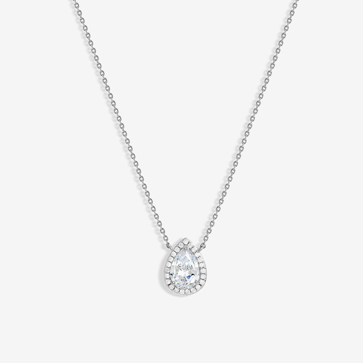 Jon Richard Rhodium Plated Cubic Zirconia Crystal Peardrop Pendant - Gift Boxed