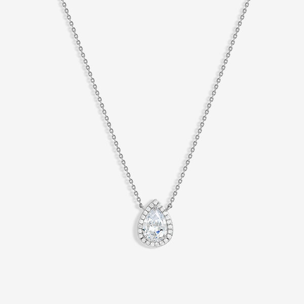 Jon Richard Rhodium Plated Cubic Zirconia Crystal Peardrop Pendant - Gift Boxed