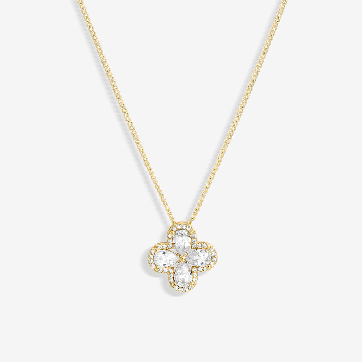 Jon Richard Gold Plated Cubic Zirconia Clover Pendant - Gift Boxed