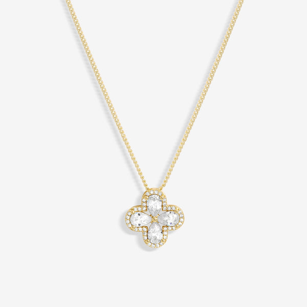 Jon Richard Gold Plated Cubic Zirconia Clover Pendant - Gift Boxed