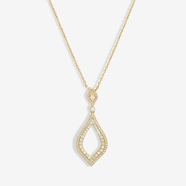 Jon Richard Gold Plated Cubic Zirconia Open Pear Pendant Necklace - Gift Boxed