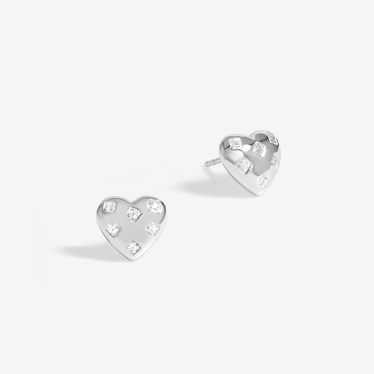 Simply Silver Sterling Silver 925 Cubic Zirconia Scattered Stone Heart Stud Earrings