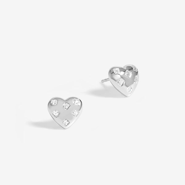 Simply Silver Sterling Silver 925 Cubic Zirconia Scattered Stone Heart Stud Earrings