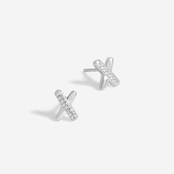 Simply Silver Sterling Silver 925 Polished And Crystal Kiss Stud Earrings