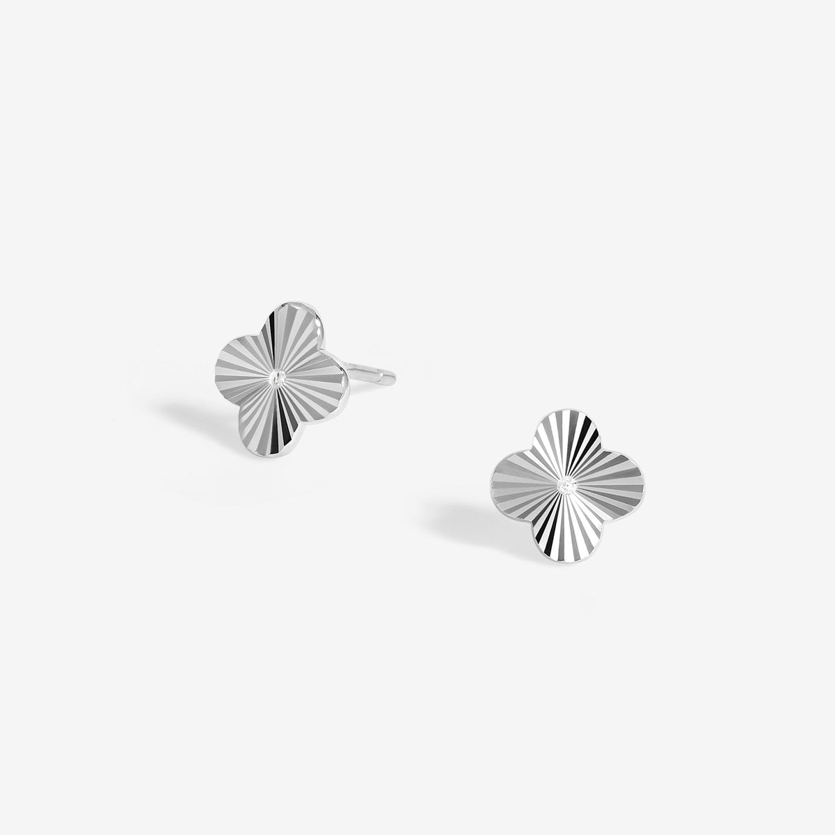 Simply Silver Sterling Silver 925 Diamond Cut Clover stud Earrings