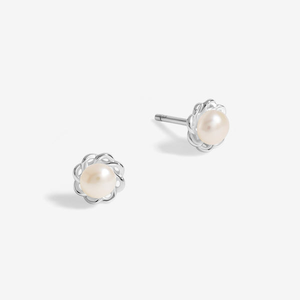 Simply Silver Sterling Silver 925 Polished and Pearl Flower Stud Earrings