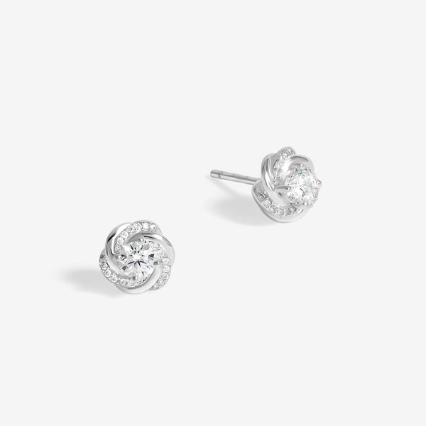 Simply Silver Sterling Silver 925 Polished And Cubic Zirconia Knot Stud Earrings