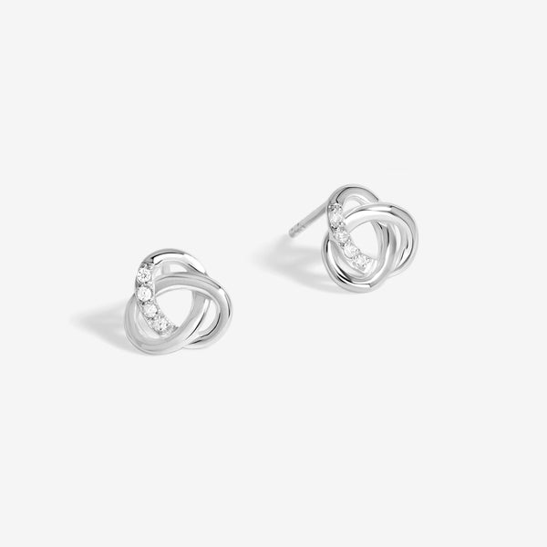 Simply Silver Sterling Silver 925 Polished And Cubic Zirconia Woven knot Stud Earrings