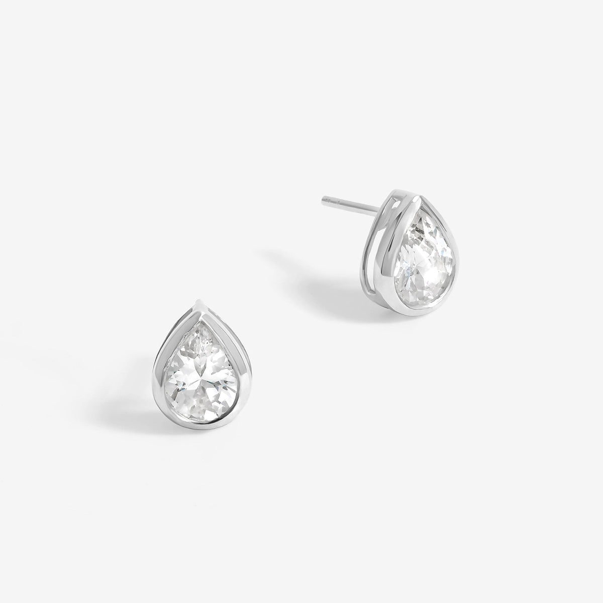 Simply Silver Sterling Silver 925 Cubic Zirconia Large Pear Drop Stud Earrings