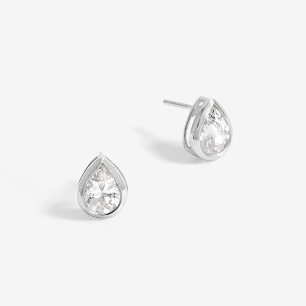 Simply Silver Sterling Silver 925 Cubic Zirconia Large Pear Drop Stud Earrings