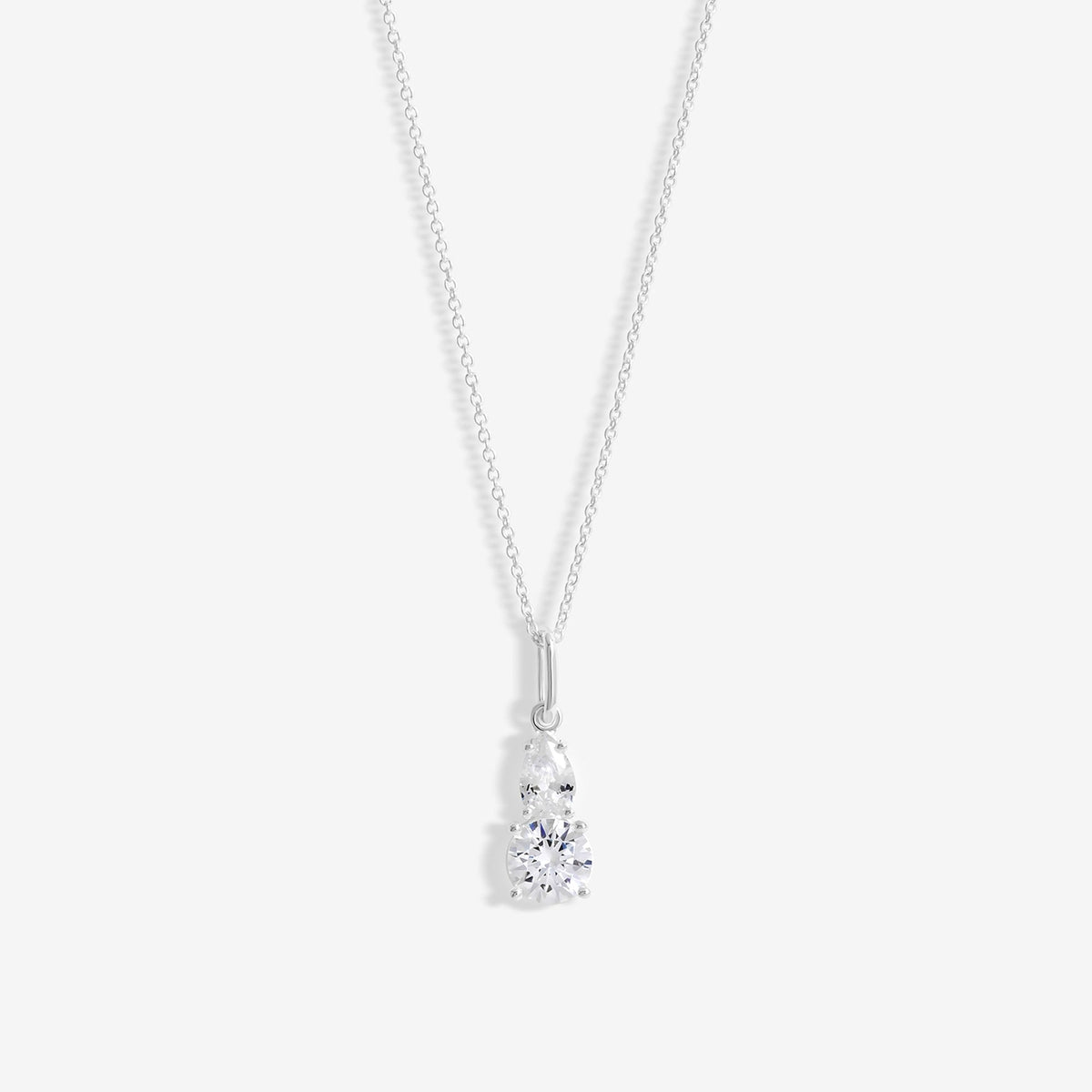 Simply Silver Sterling Silver 925 Cubic Zirconia Double Drop Pendant