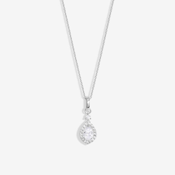 Simply Silver Sterling Silver 925 Cubic Zirconia Pear Halo Pendant