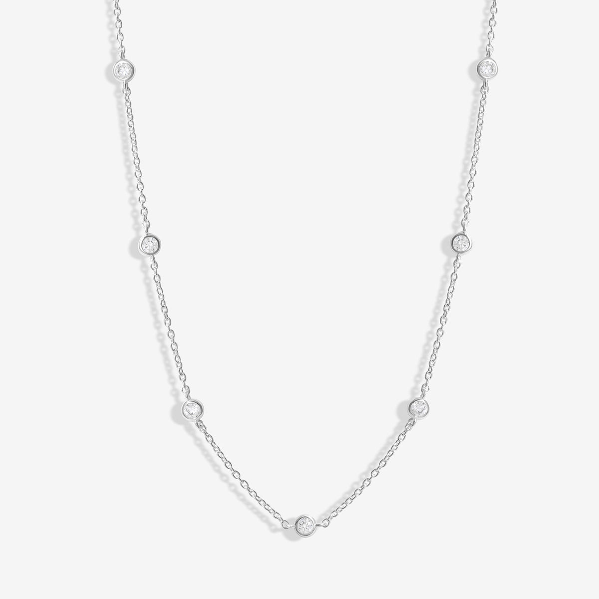 Simply Silver Sterling Silver 925 Station Crystal Necklace