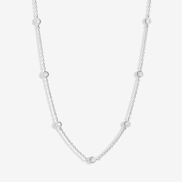 Simply Silver Sterling Silver 925 Station Crystal Necklace
