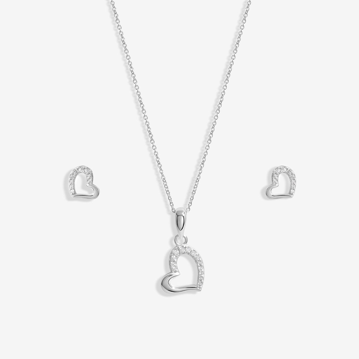 Simply Silver Sterling Silver 925 Polished And Cubic Zirconia Heart set- Gift Boxed