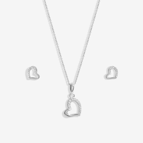 Simply Silver Sterling Silver 925 Polished And Cubic Zirconia Heart set- Gift Boxed