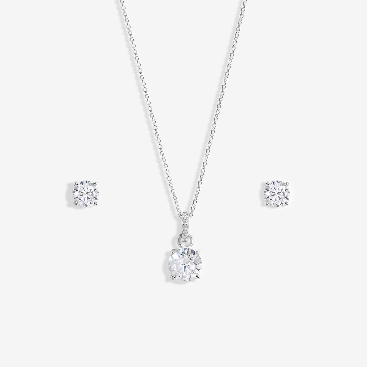 Simply Silver Sterling Silver 925 Cubic Zirconia Classic Round Stud Set - Gift Boxed
