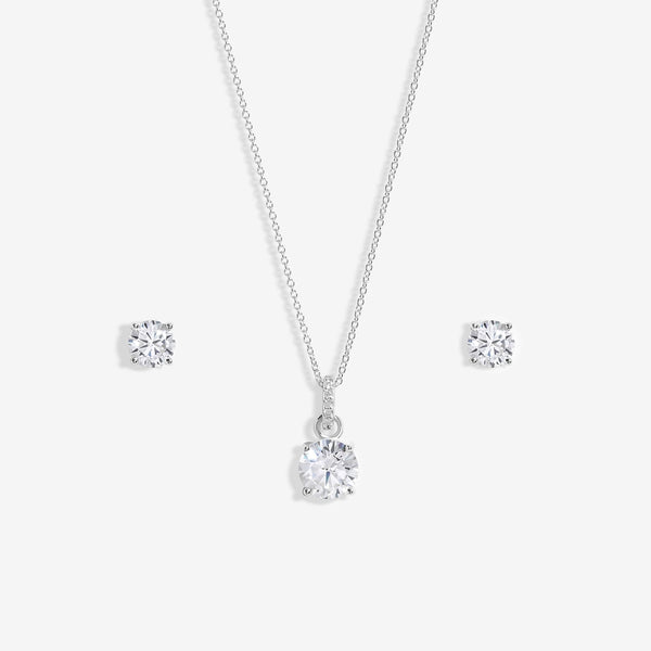 Simply Silver Sterling Silver 925 Cubic Zirconia Classic Round Stud Set - Gift Boxed
