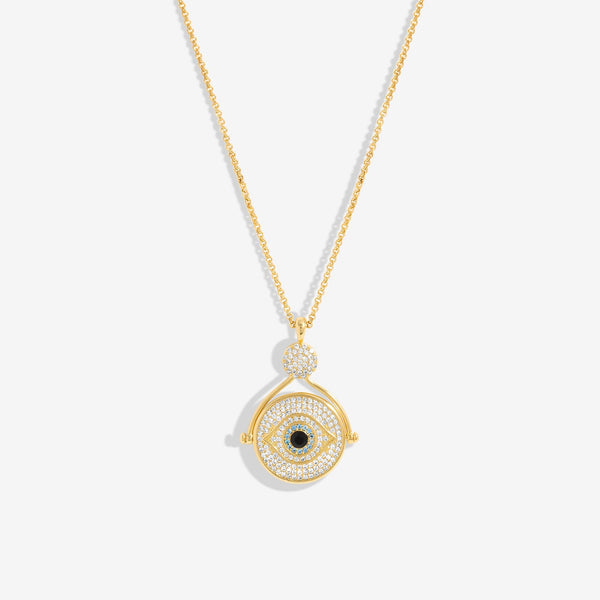 Inicio Gold Plated Evil Eye And Mother Of Pearl Spinning Pendant - Gift Pouch