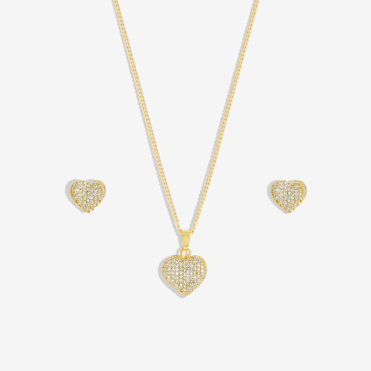 Inicio Gold Plated And Pave Heart Set - Gift Boxed