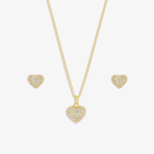 Inicio Gold Plated And Pave Heart Set - Gift Boxed