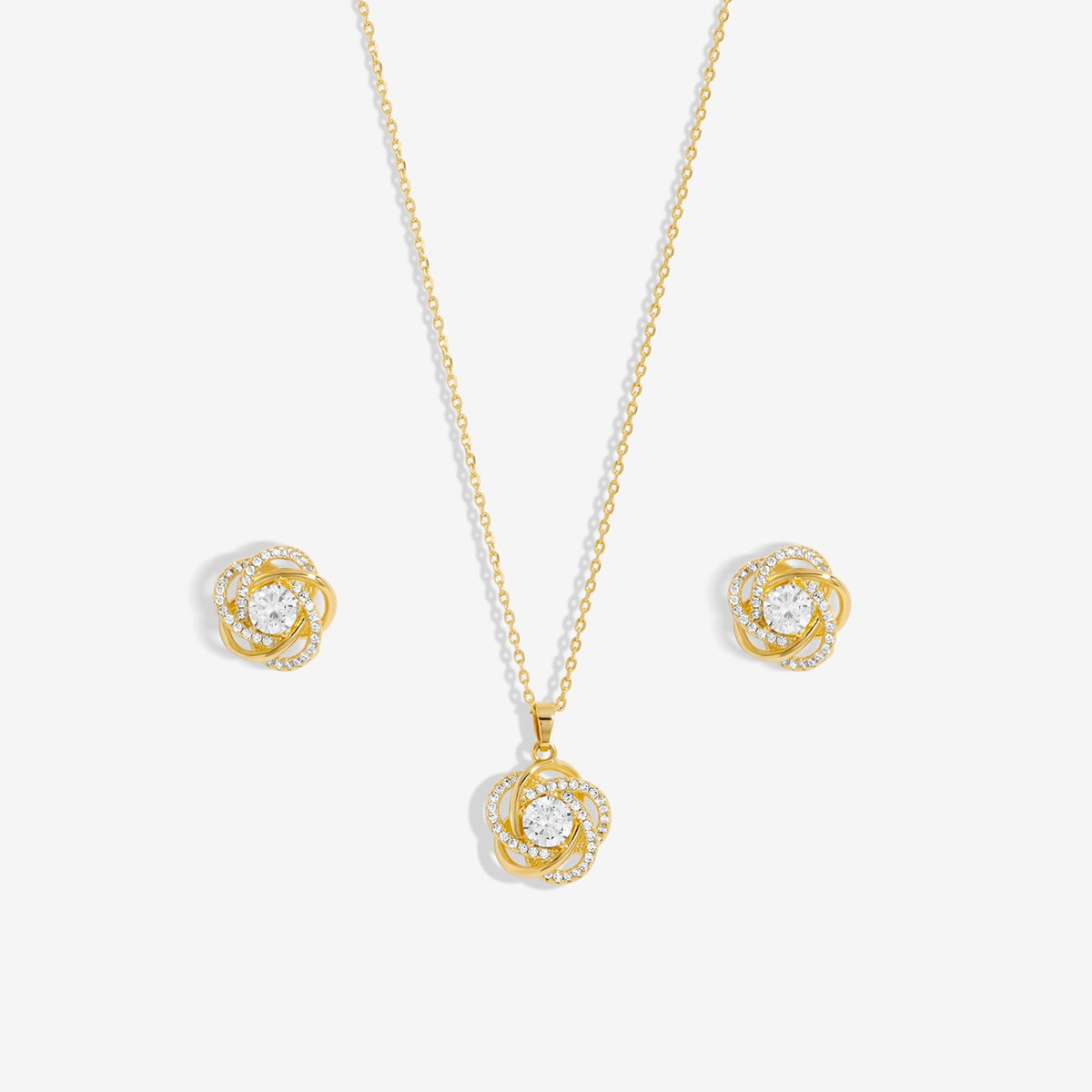 Inicio Gold Plated Cubic Zirconia Knot Set - Gift Boxed