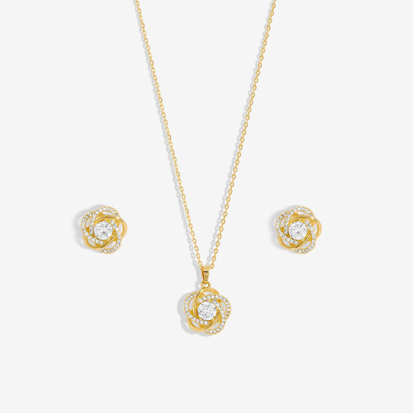 Inicio Gold Plated Cubic Zirconia Knot Set - Gift Boxed