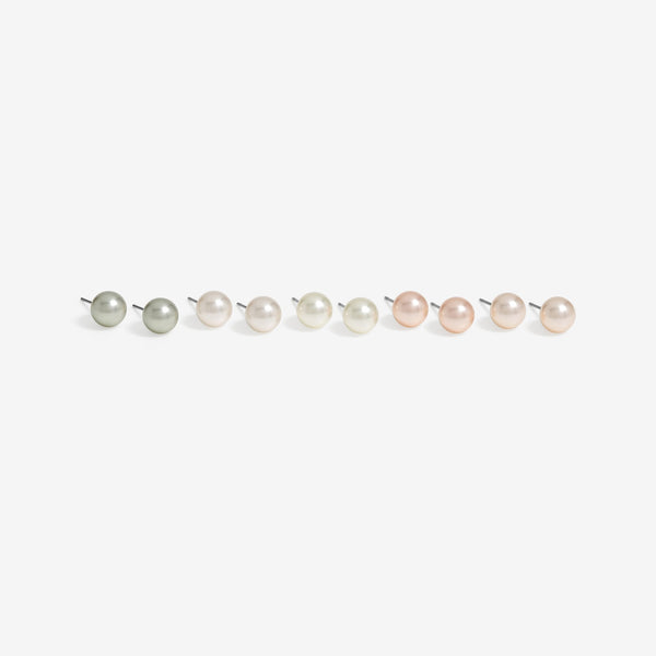 Mood Coloured Pearl Stud Earrings - Pack Of 5
