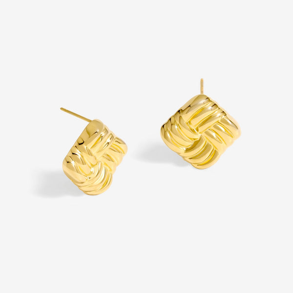 Jon Richard Gold Plated Square Ridge Earrings